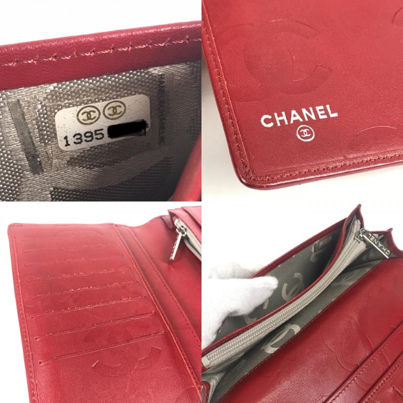 Chanel Long Wallet CC Coco A26717 Leather Red