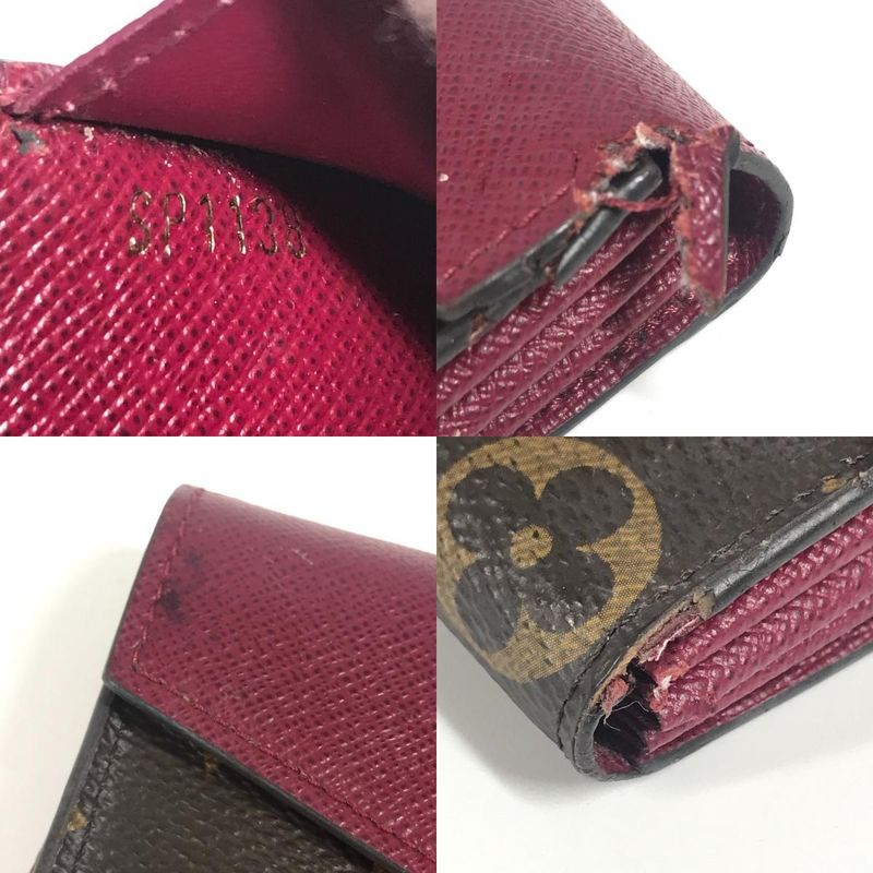 Louis Vuitton Card Case Multicarte Sarah M61273 Monogram Canvas Fuchsia Brown