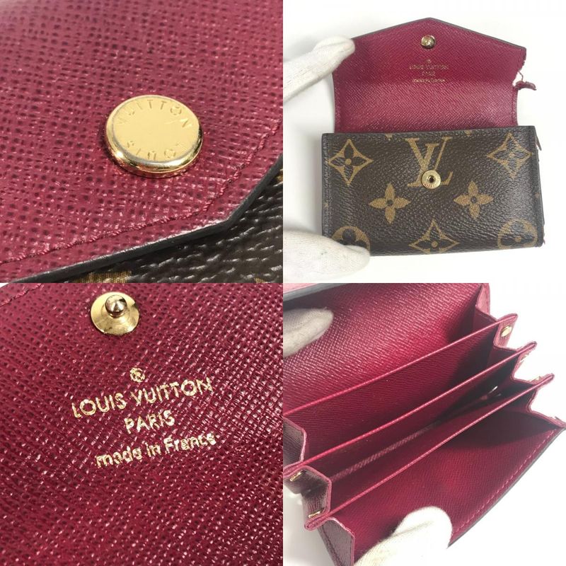 Louis Vuitton Card Case Multicarte Sarah M61273 Monogram Canvas Fuchsia Brown