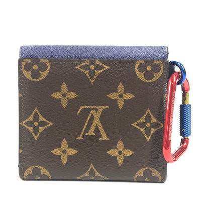Louis Vuitton Bifold Compact Wallet M63041 Monogram Canvas Blue And Red
