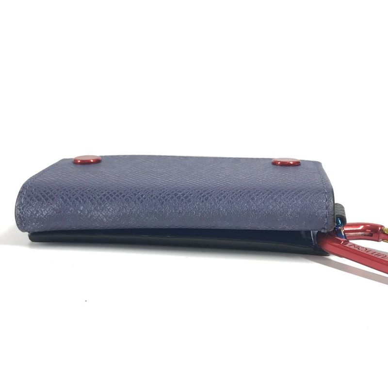 Louis Vuitton Bifold Compact Wallet M63041 Monogram Canvas Blue And Red