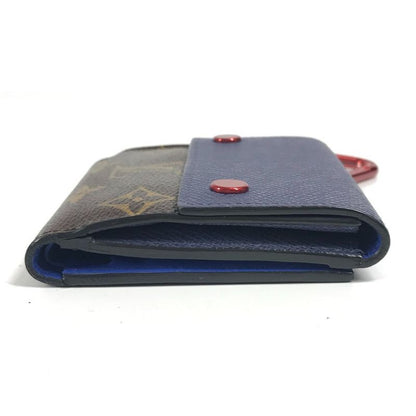 Louis Vuitton Bifold Compact Wallet M63041 Monogram Canvas Blue And Red