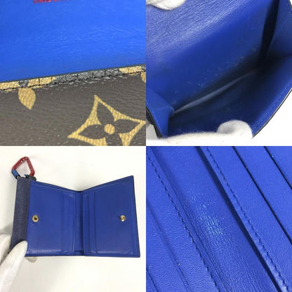 Louis Vuitton Bifold Compact Wallet M63041 Monogram Canvas Blue And Red