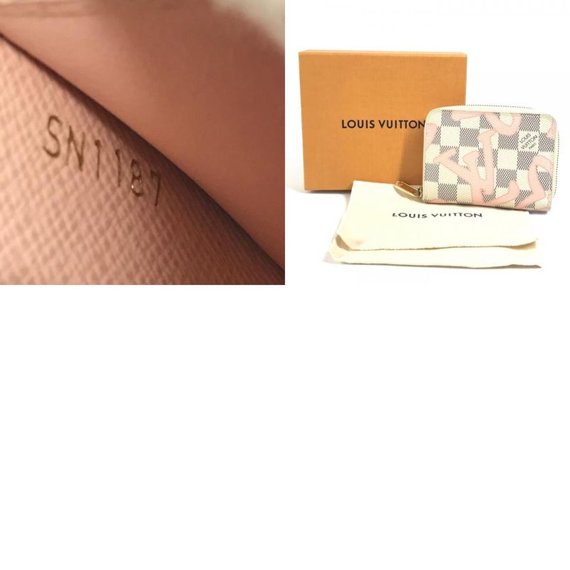 Louis Vuitton Coin Case Zippy Coin Purse N60098 Damier Azure Canvas White