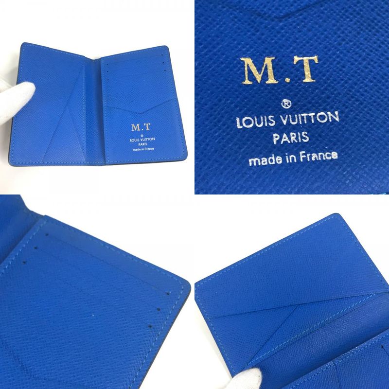 Louis Vuitton Card Case Organizer De Poche M63329 Taiga Leather Black