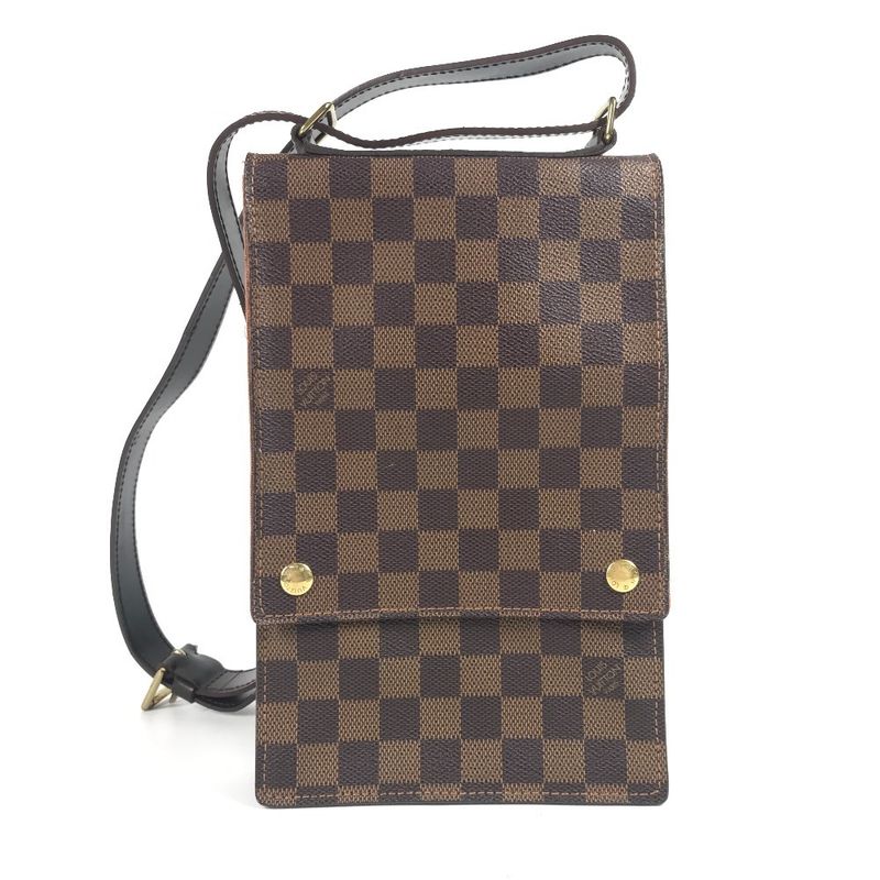 Louis Vuitton Shoulder Bag Portobello N45271 Damier Canvas Ebène Brown