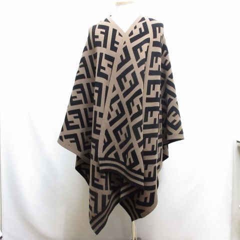 Fendi Zucca Pattern Poncho Cape Shawl Wool Blend 140 X 80cm (31.50in) Reversible