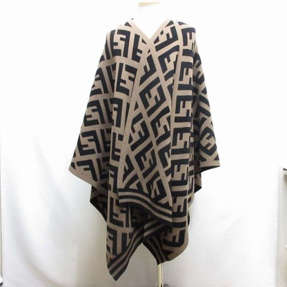 Fendi Zucca Pattern Poncho Cape Shawl Wool Blend 140 X 80cm (31.50in) Reversible