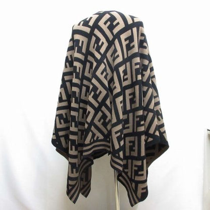 Fendi Zucca Pattern Poncho Cape Shawl Wool Blend 140 X 80cm (31.50in) Reversible