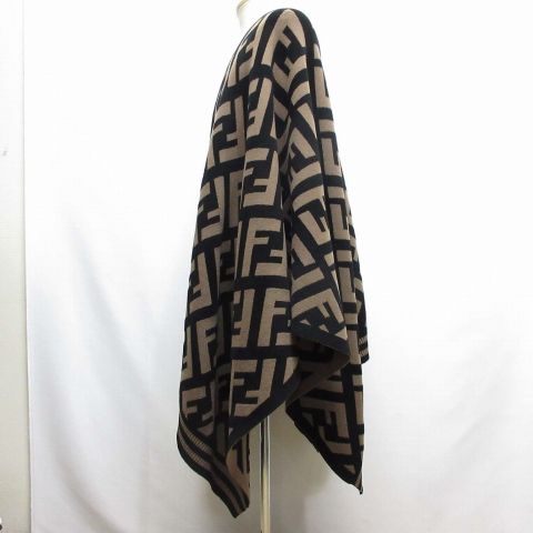 Fendi Zucca Pattern Poncho Cape Shawl Wool Blend 140 X 80cm (31.50in) Reversible