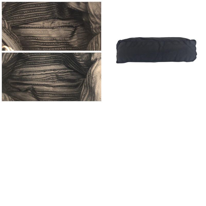 Prada Tessuto Triangle Logo Plate Black Silver Hardware Shoulder Bag Messenger