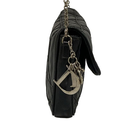 DIOR Christian Dior Shoulder Bag Canage Stitch Black Chain Shoulder Leather