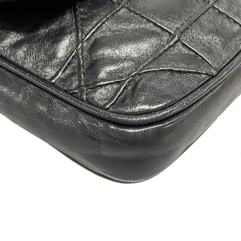 DIOR Christian Dior Shoulder Bag Canage Stitch Black Chain Shoulder Leather