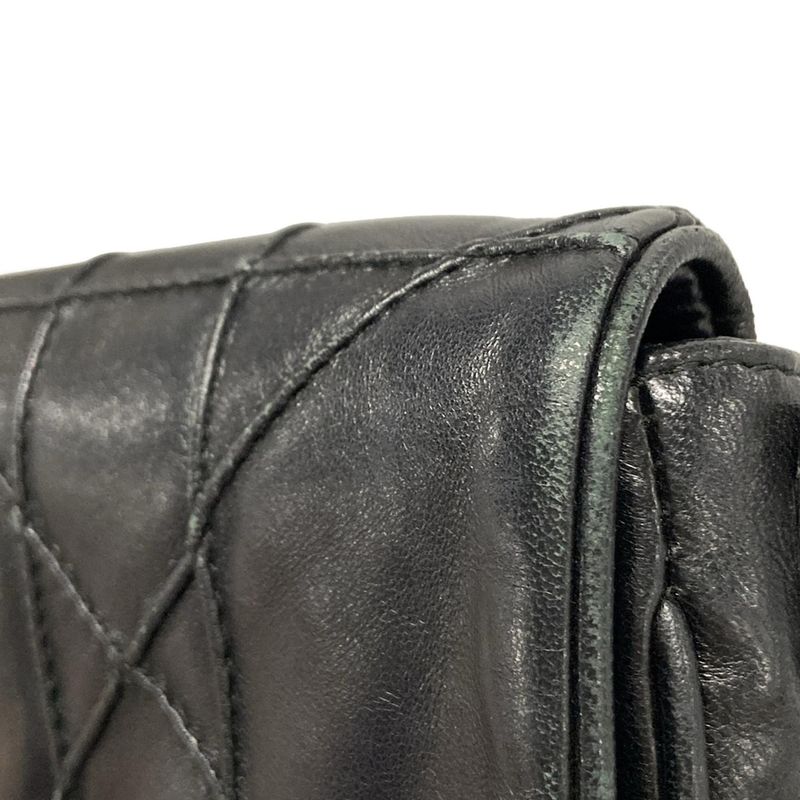 DIOR Christian Dior Shoulder Bag Canage Stitch Black Chain Shoulder Leather