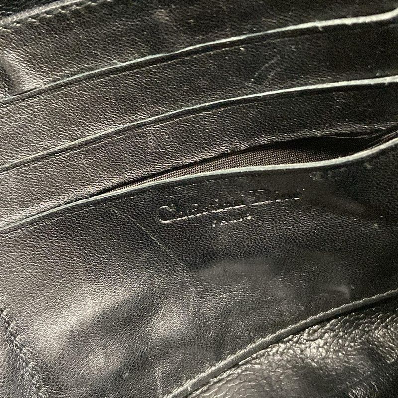 DIOR Christian Dior Shoulder Bag Canage Stitch Black Chain Shoulder Leather