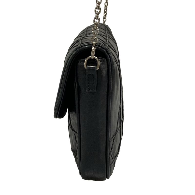 DIOR Christian Dior Shoulder Bag Canage Stitch Black Chain Shoulder Leather