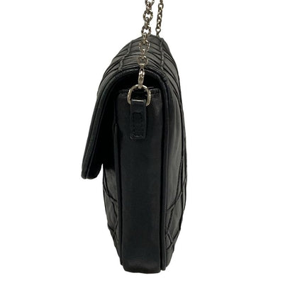 DIOR Christian Dior Shoulder Bag Canage Stitch Black Chain Shoulder Leather