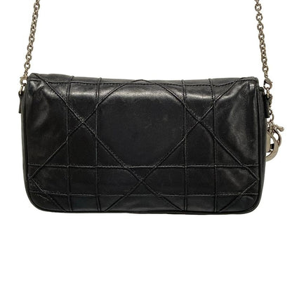 DIOR Christian Dior Shoulder Bag Canage Stitch Black Chain Shoulder Leather