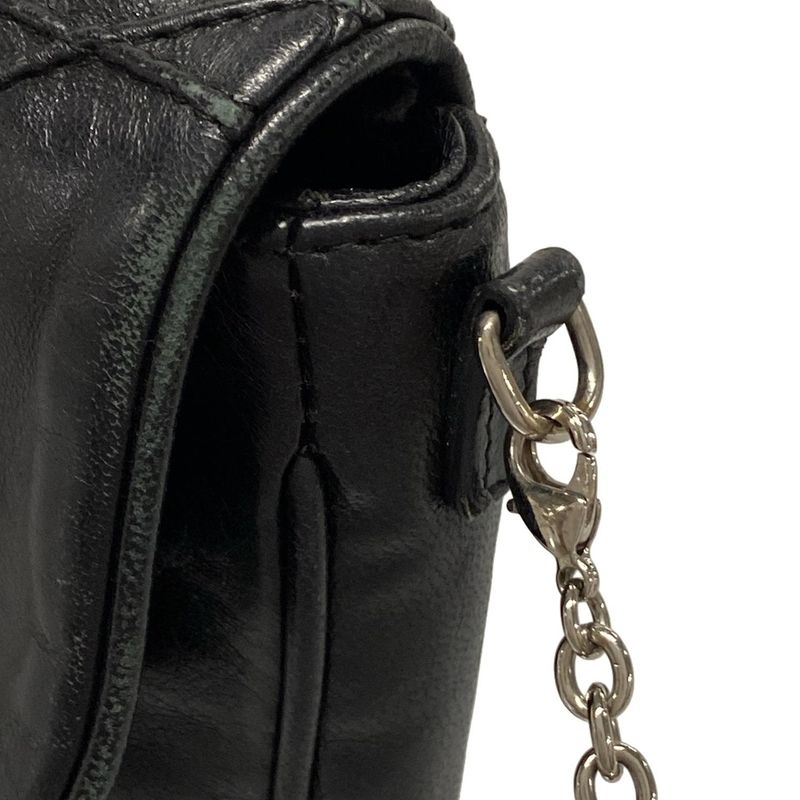 DIOR Christian Dior Shoulder Bag Canage Stitch Black Chain Shoulder Leather