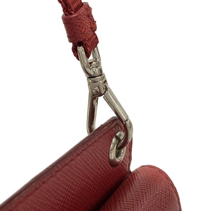 Prada Shoulder Bag - Red With Phone Pochette Passcase Compartment Leather