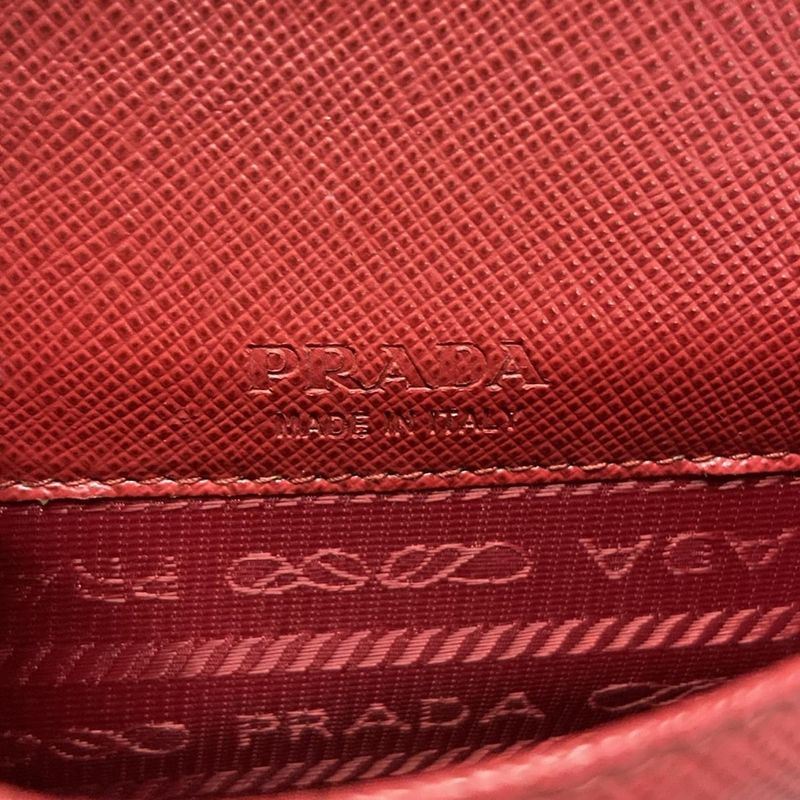 Prada Shoulder Bag - Red With Phone Pochette Passcase Compartment Leather
