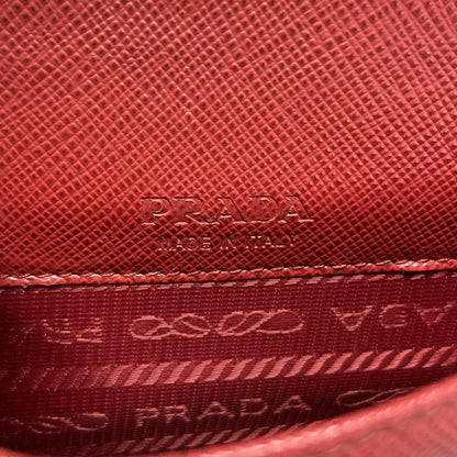 Prada Shoulder Bag - Red With Phone Pochette Passcase Compartment Leather