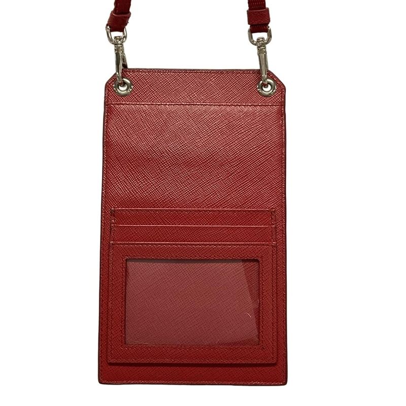 Prada Shoulder Bag - Red With Phone Pochette Passcase Compartment Leather
