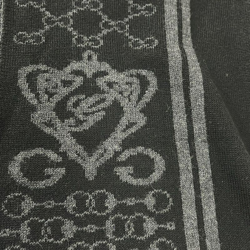 Gucci Scarf - Black And Dark Gray Horsebit Interlocking G Wool