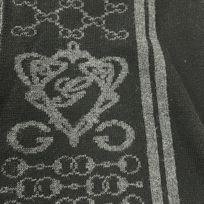 Gucci Scarf - Black And Dark Gray Horsebit Interlocking G Wool