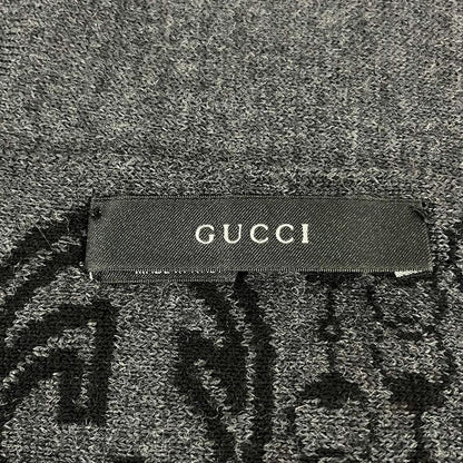 Gucci Scarf - Black And Dark Gray Horsebit Interlocking G Wool