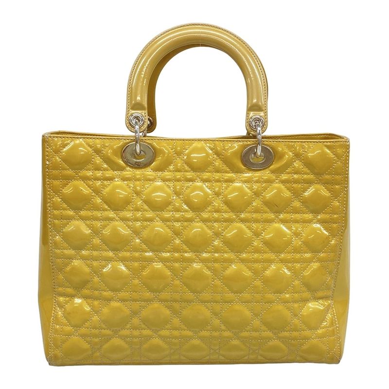 DIOR Christian Dior Handbag Lady Dior Large Bag Yellow Leather
