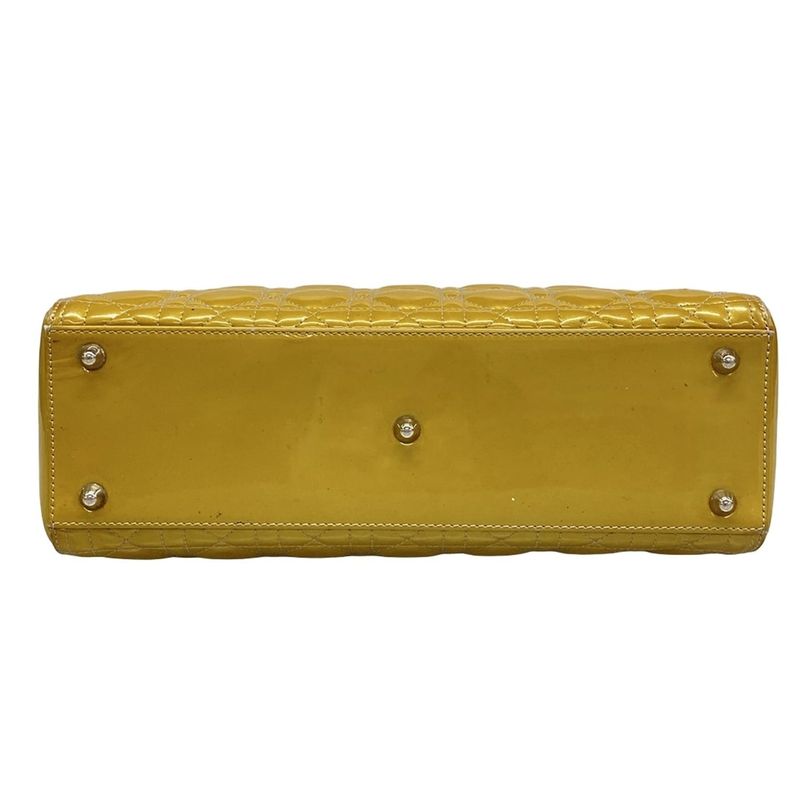 DIOR Christian Dior Handbag Lady Dior Large Bag Yellow Leather