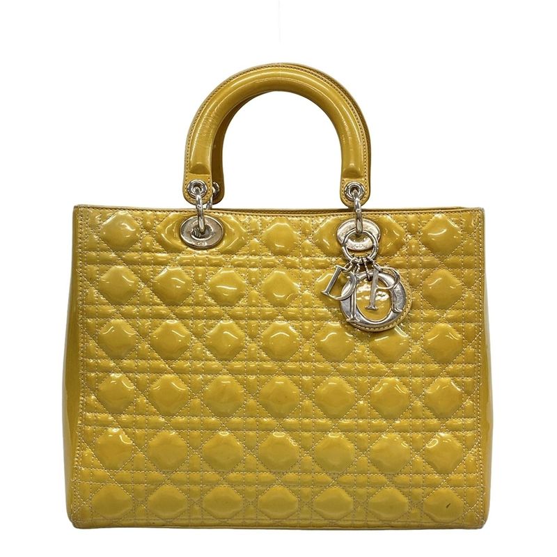 DIOR Christian Dior Handbag Lady Dior Large Bag Yellow Leather