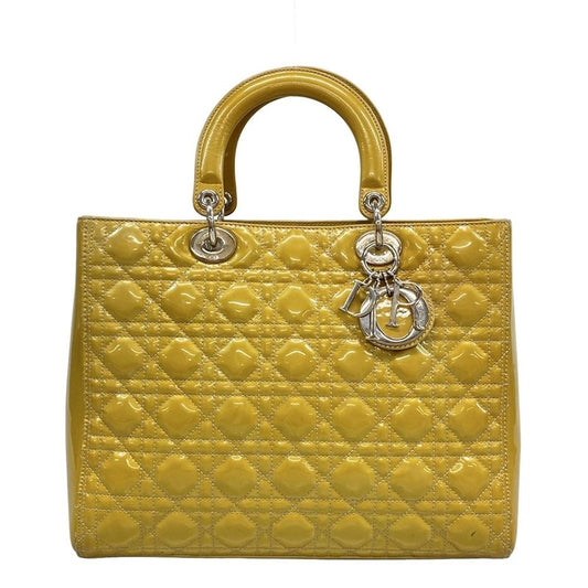 DIOR Christian Dior Handbag Lady Dior Large Bag Yellow Leather