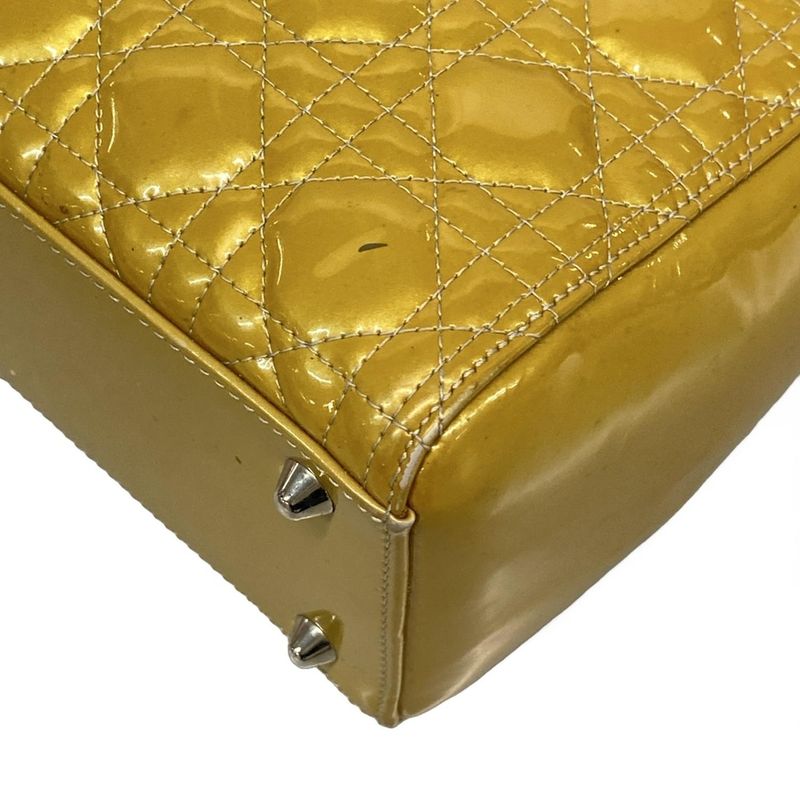 DIOR Christian Dior Handbag Lady Dior Large Bag Yellow Leather