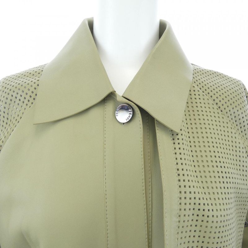 Fendi Fps789 A7WL Leather Coat