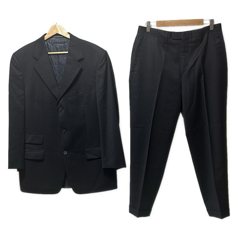 Gucci Single Suit Men's - Dark Navy Striped Embroidered Name