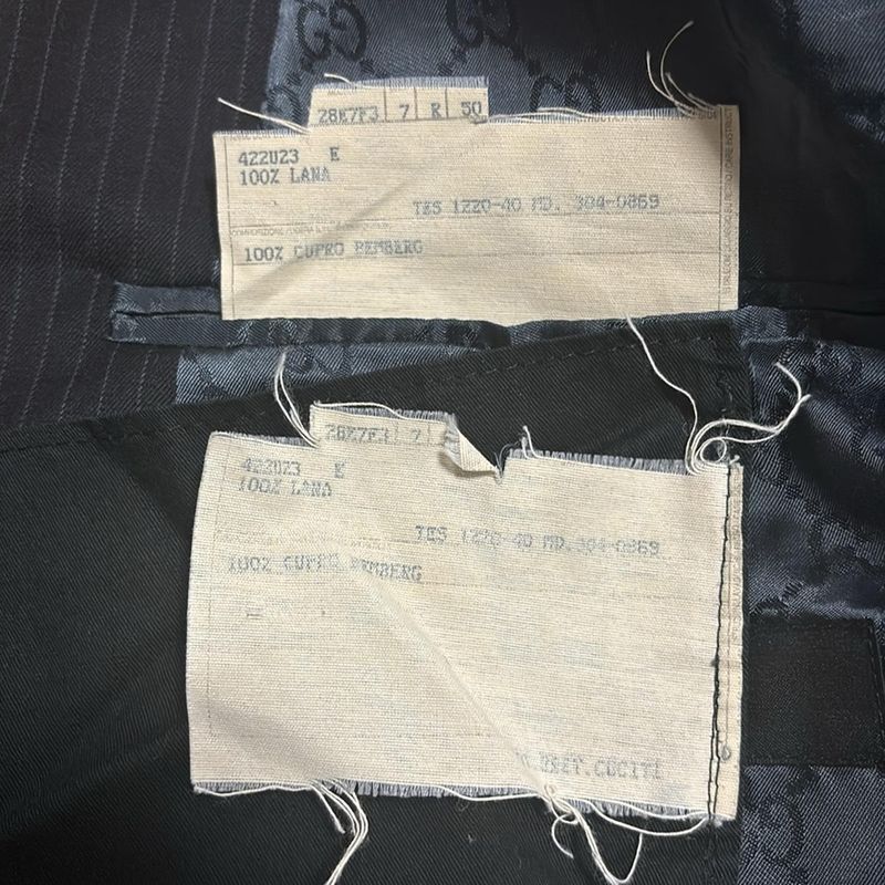 Gucci Single Suit Men's - Dark Navy Striped Embroidered Name