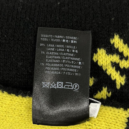 Balenciaga Scarf - Black And Yellow Total Logo Wool
