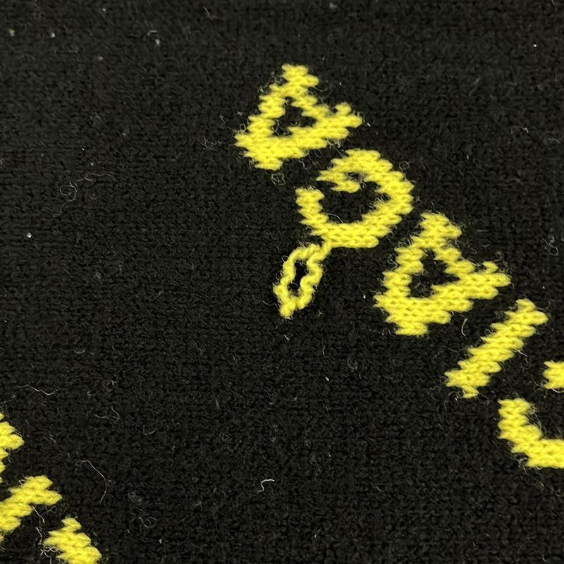 Balenciaga Scarf - Black And Yellow Total Logo Wool