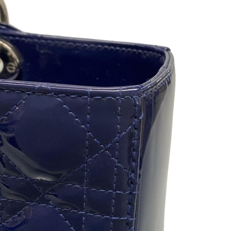 DIOR Christian Dior Handbag Lady Dior Large Bag Navy Leather