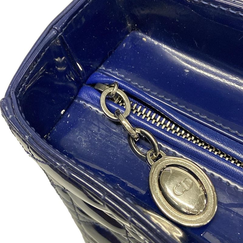 DIOR Christian Dior Handbag Lady Dior Large Bag Navy Leather