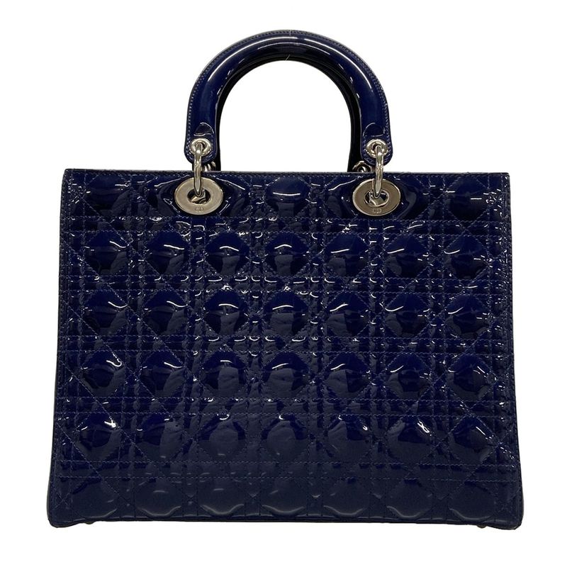 DIOR Christian Dior Handbag Lady Dior Large Bag Navy Leather