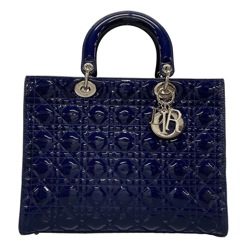DIOR Christian Dior Handbag Lady Dior Large Bag Navy Leather