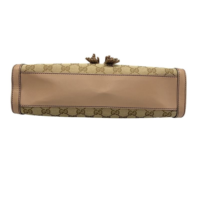 Gucci Shoulder Bag Emily GG Pattern 295402 Beige Dark Brown And Pink Beige