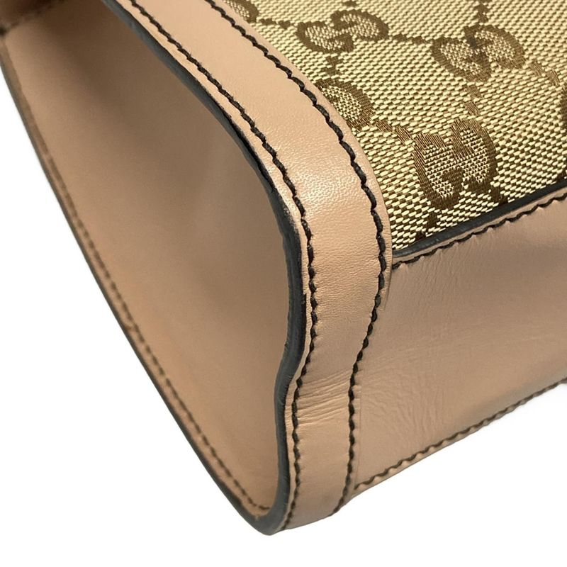 Gucci Shoulder Bag Emily GG Pattern 295402 Beige Dark Brown And Pink Beige