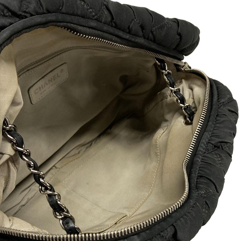 Chanel Shoulder Bag Bubble Quilt Black Chain Shoulder Silver Hardware