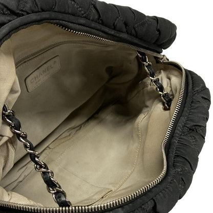 Chanel Shoulder Bag Bubble Quilt Black Chain Shoulder Silver Hardware