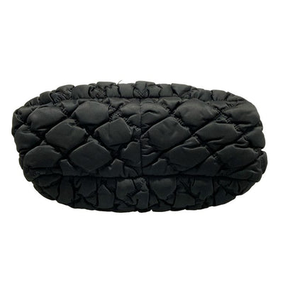 Chanel Shoulder Bag Bubble Quilt Black Chain Shoulder Silver Hardware