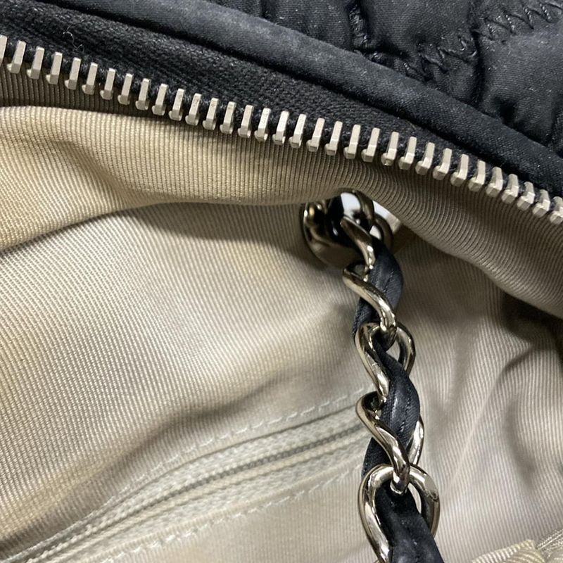 Chanel Shoulder Bag Bubble Quilt Black Chain Shoulder Silver Hardware